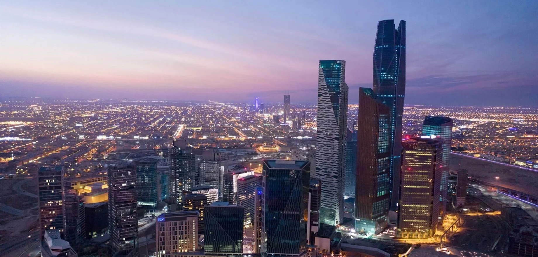 The Riyadh skyline at golden hour